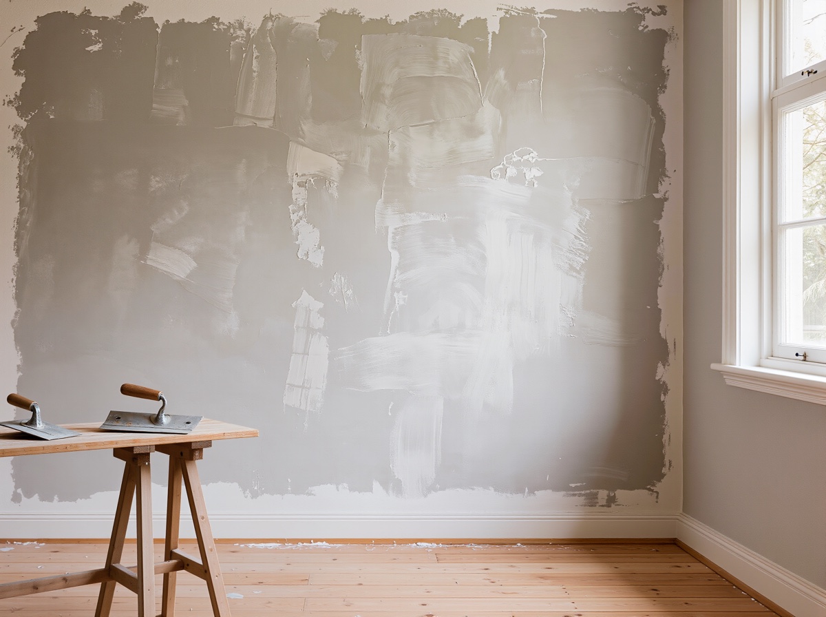 Frisch verputzte Wand